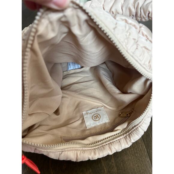 Wantable Quilted Puffy Shoulder Bag Tan‎ Nylon Scrunch Strap Purse - Picture 7 of 7